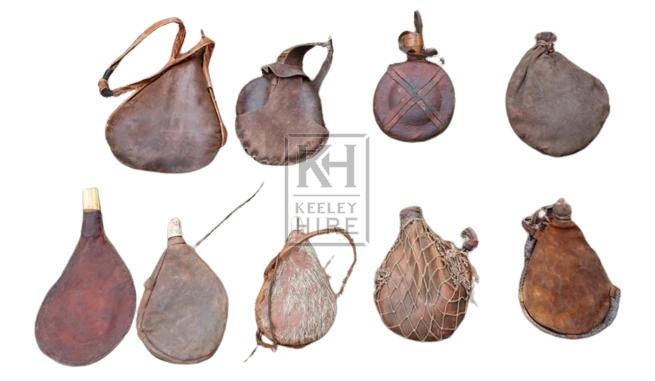 Assorted leather water bottles / pouch