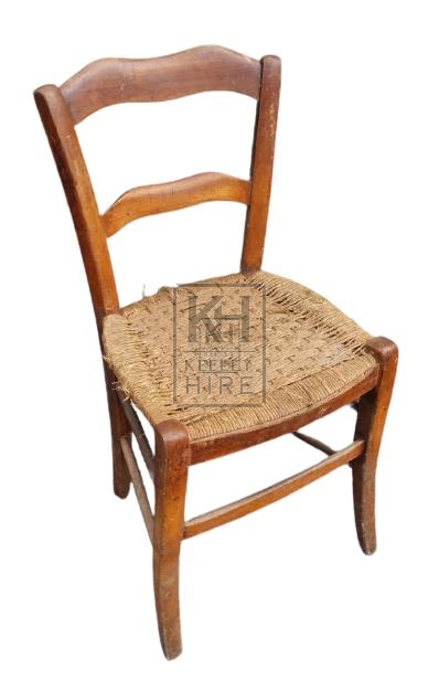 2-bar back shaped wood straw seat chair