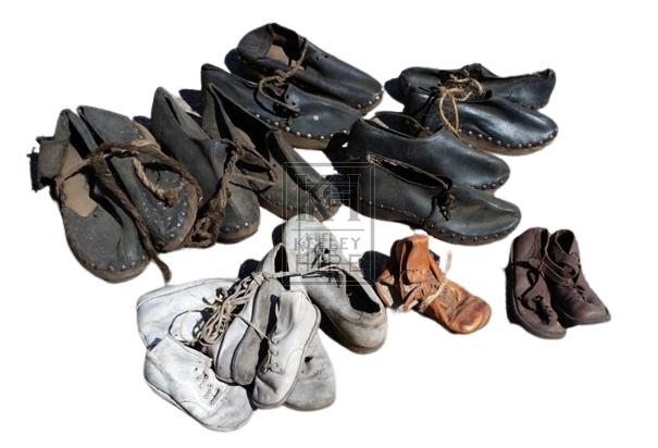 Selection of old leather shoes & clogs