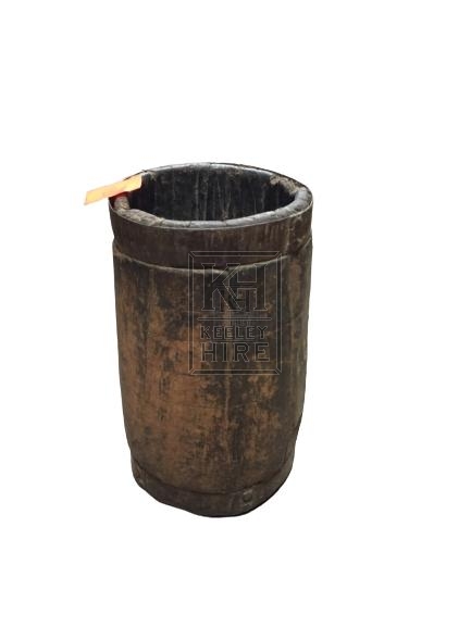 Wooden Pot with Metal Band