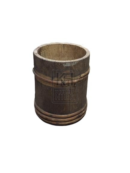 Wooden Pot with Reed Bands