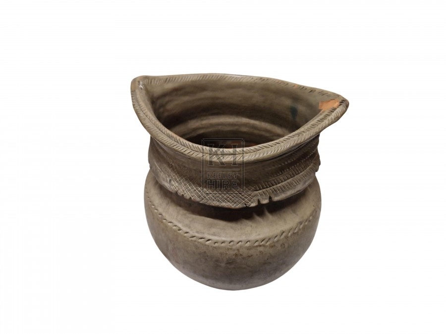 Grey Pot with Shaped Top