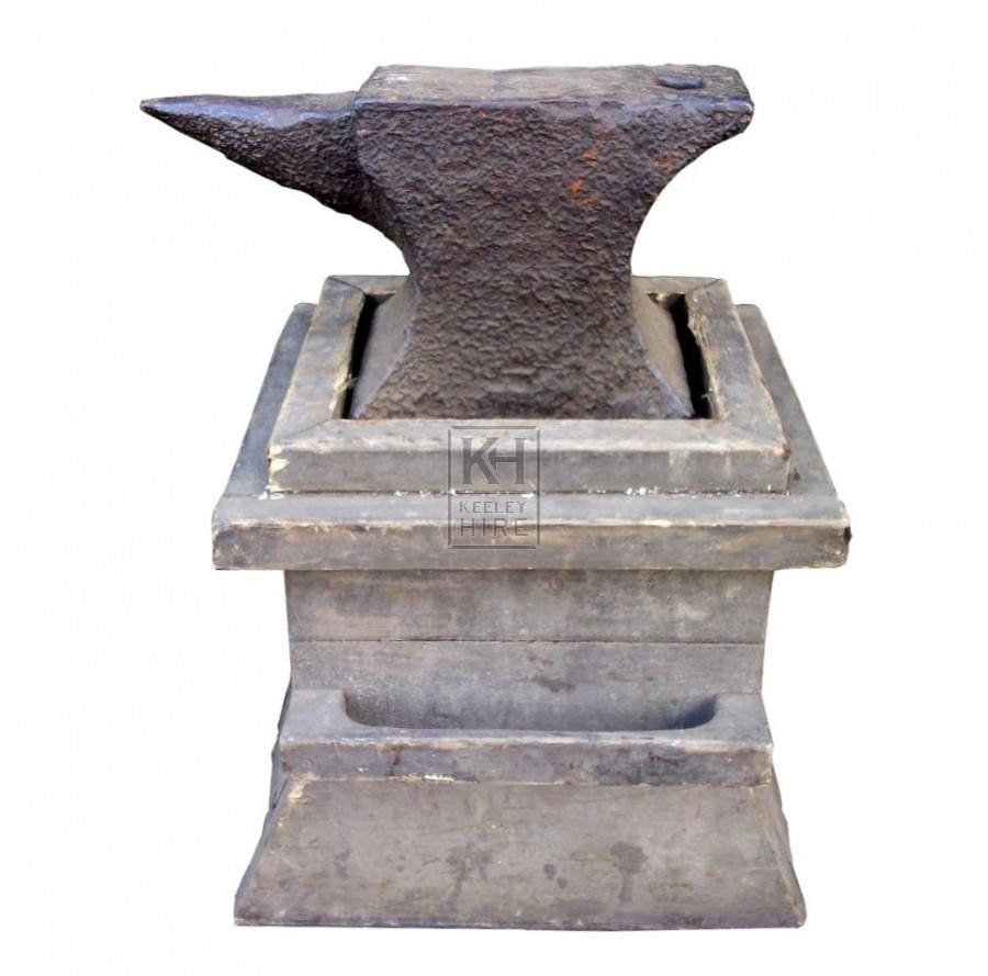 Period anvil on wood stand