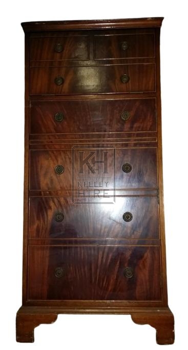 Tall polished cabinet with draws