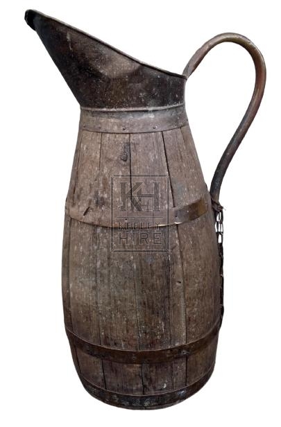 Large wood & copper jug