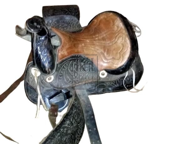 Black & brown western saddle