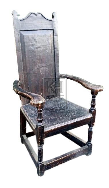 Dark polished wood chair with arms