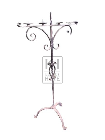 Iron T-Shaped Scrolled Candelabra
