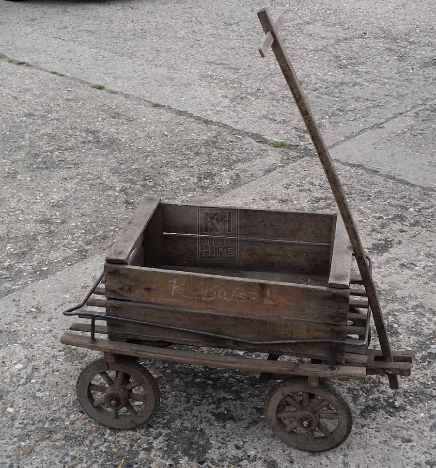 Slatted wood childs trailer cart