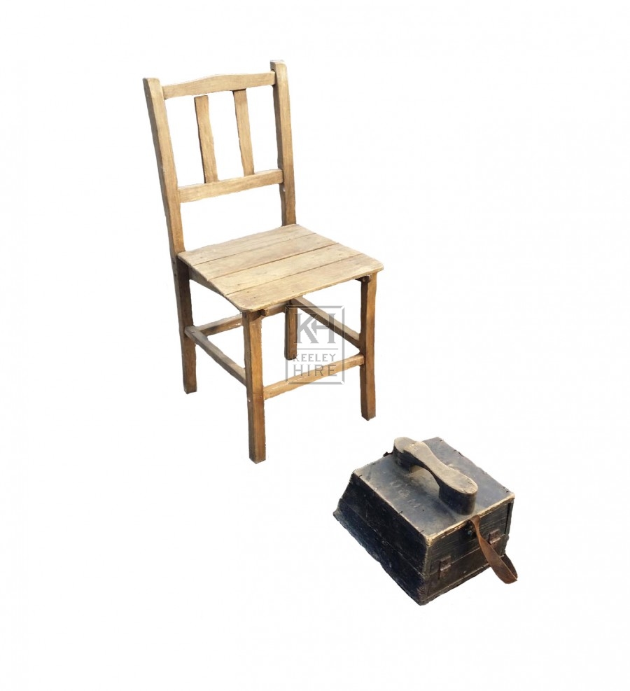 Shoe shine kit - simple chair & shoe box