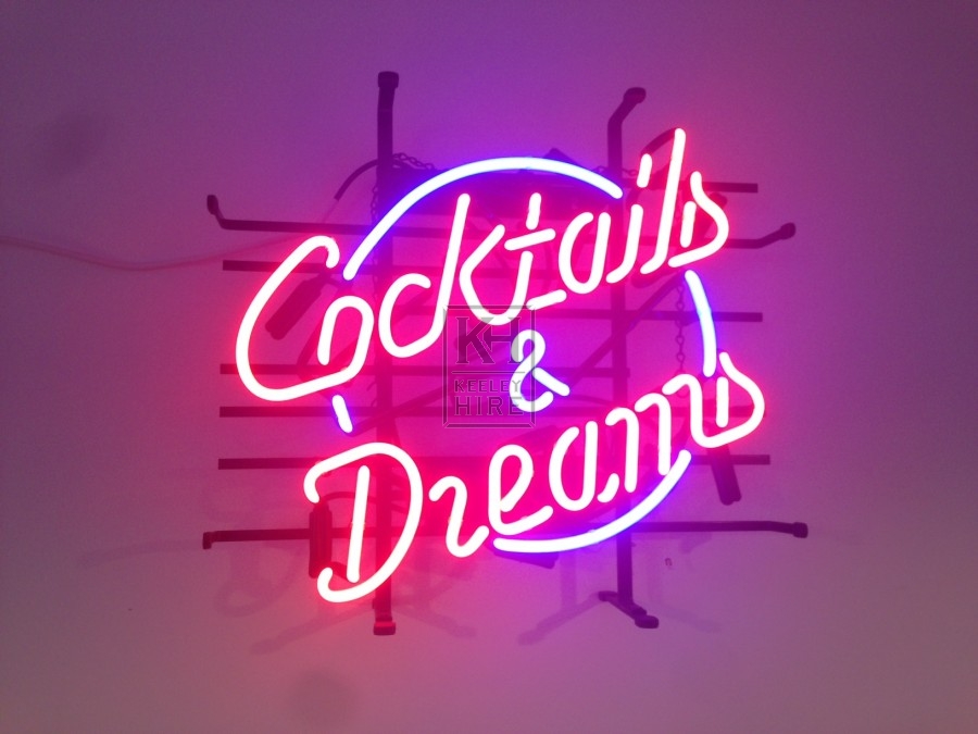American Prop Hire » Cocktails and Dreams Neon Sign