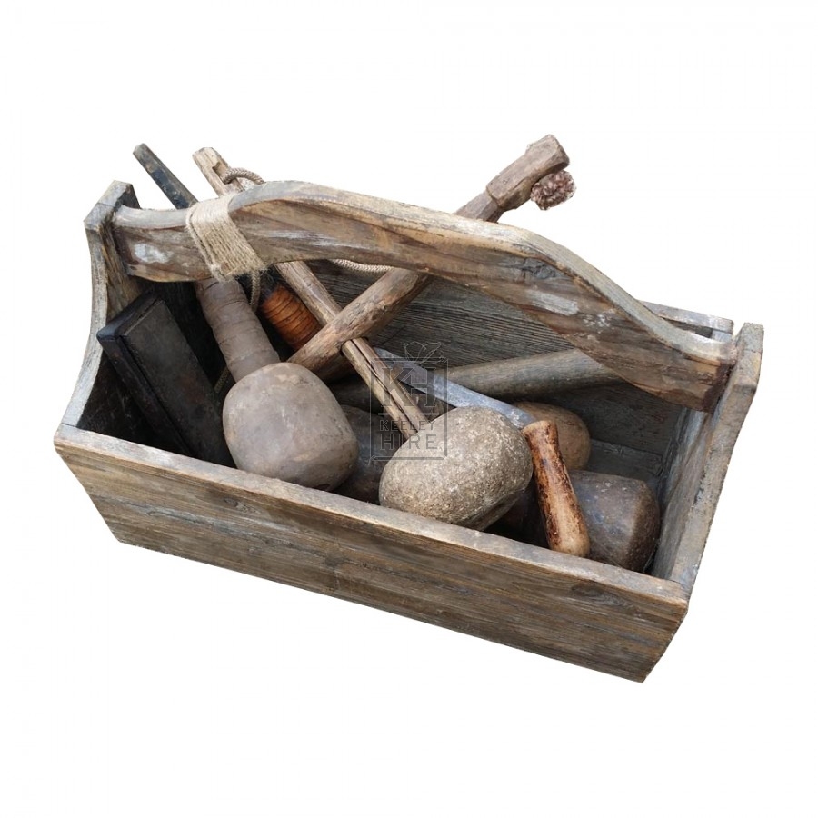 Wood tool box with handle