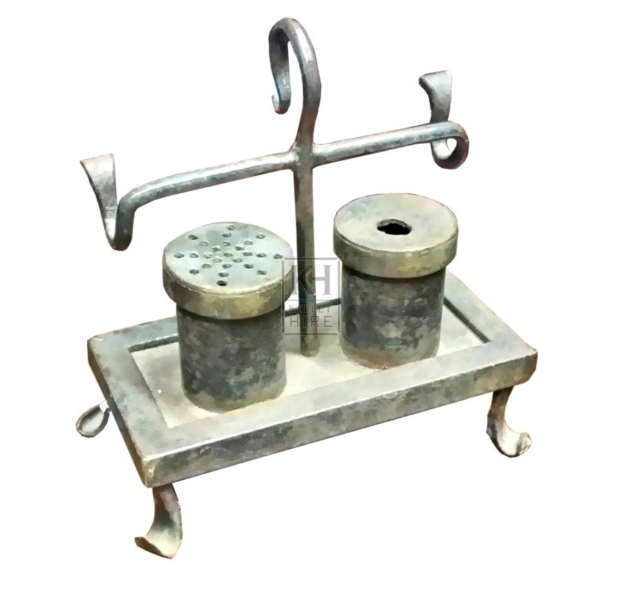 Iron writing set with quill holder
