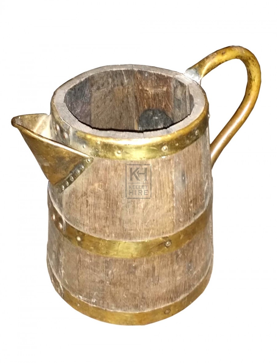 Brass rim wood jug