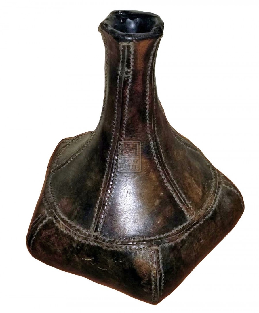 Shaped tall neck leather bottle
