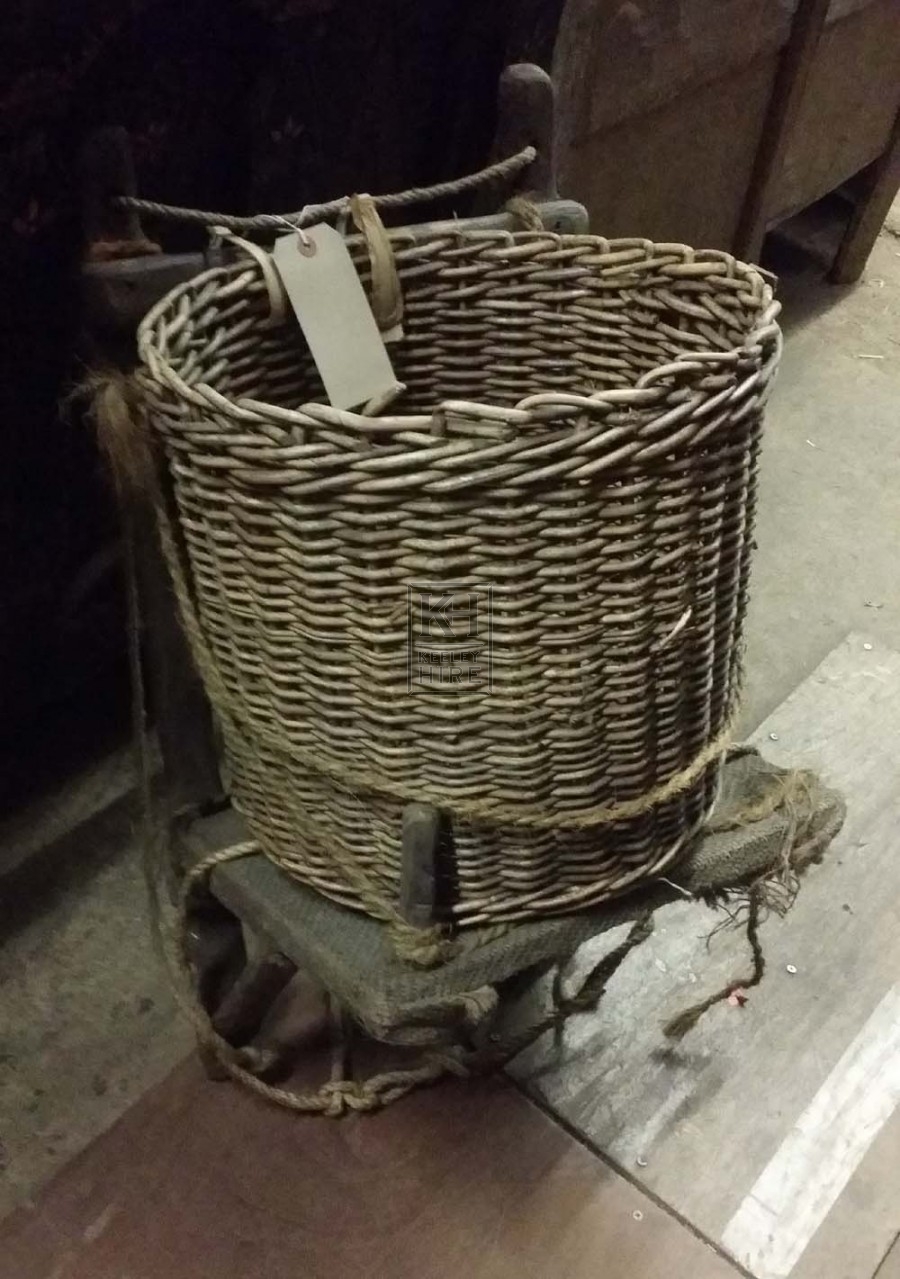 Wood back rack with basket # 1