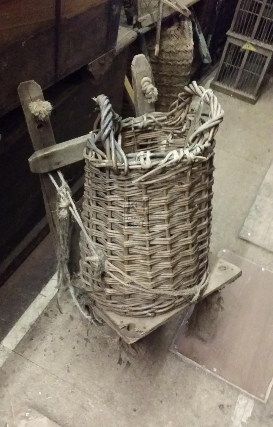 Wood back rack with basket # 2