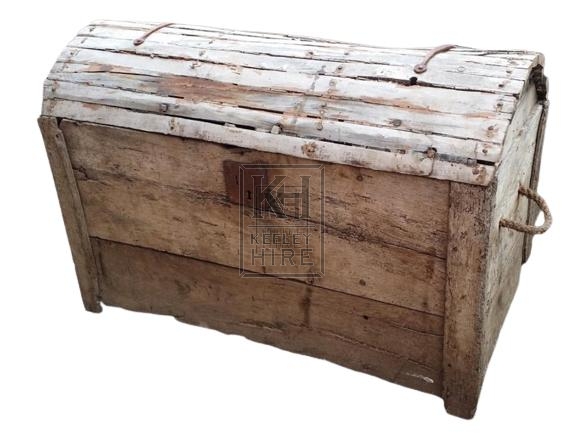 Large wood dome chest with rope handles