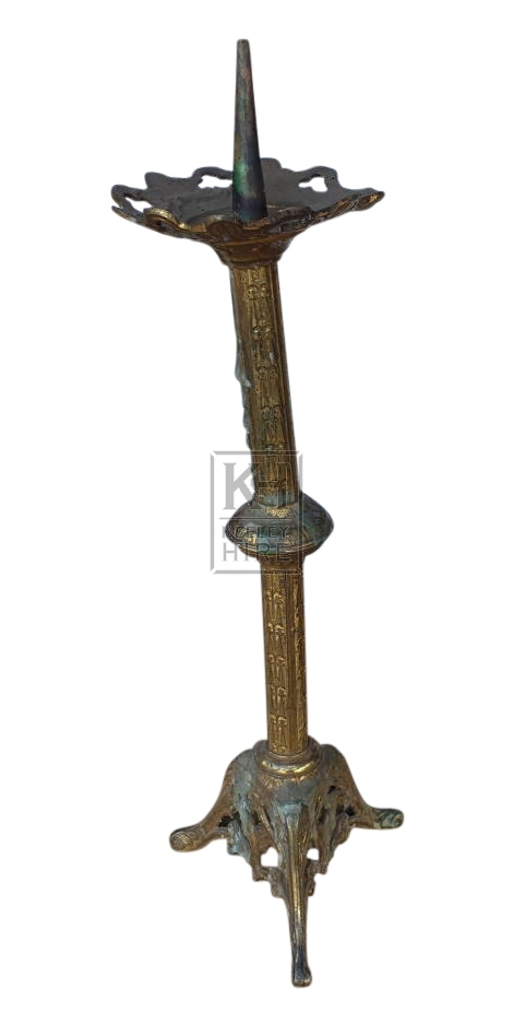 Medium size brass candlestick with spike