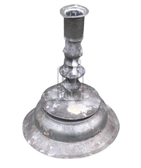 Short round pewter candle stick