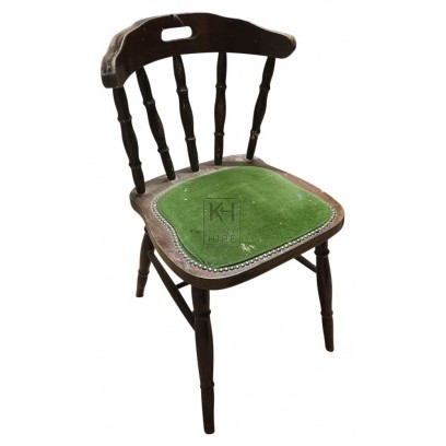 Curved back upholstered wood chair