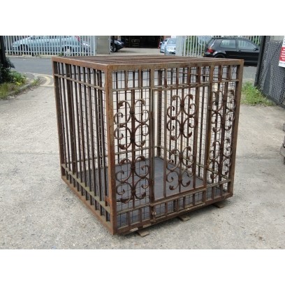 Large Iron Animal Cage with Ornate Front