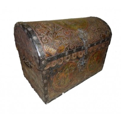Ornate leather dome chest