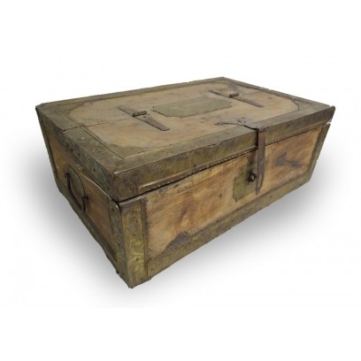 Flat Top Wood Chest With Brass