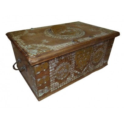 Wood chest with brass studs