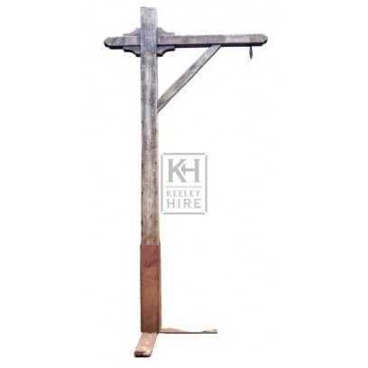 Tall wood post with iron ring & base