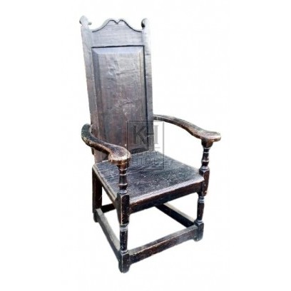 Dark polished wood chair with arms