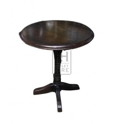 Round dark wood pub table