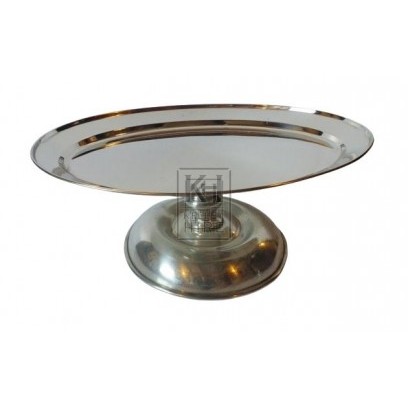 Silver oval plate on stand