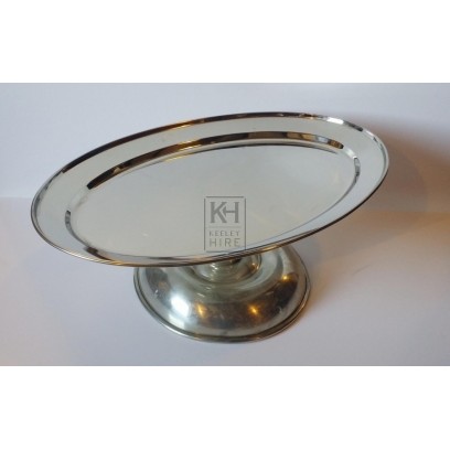 Silver oval plate on stand