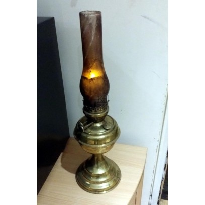 Brass oil lamp with glass funnel