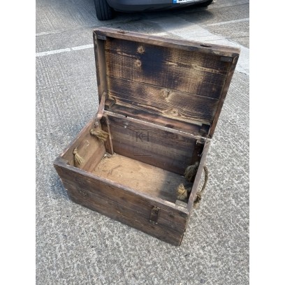 Small Wooden Chest With Rope Handles