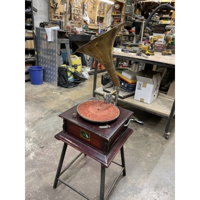 Gramophone with Brass Horn
