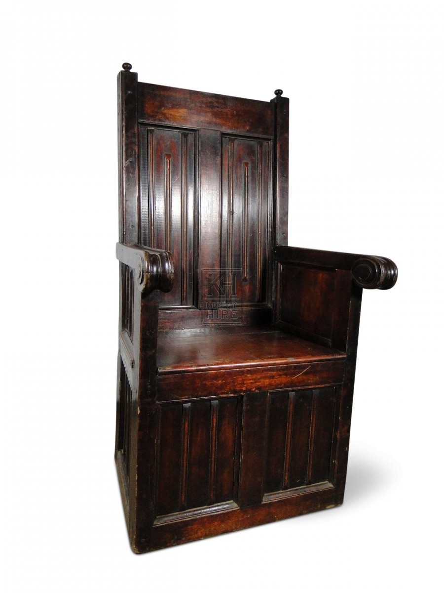 Chairs Prop Hire Wooden Throne With Panelled Base Keeley Hire
