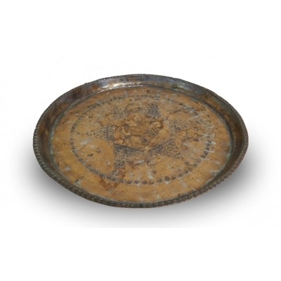 Large round brass ornate tray