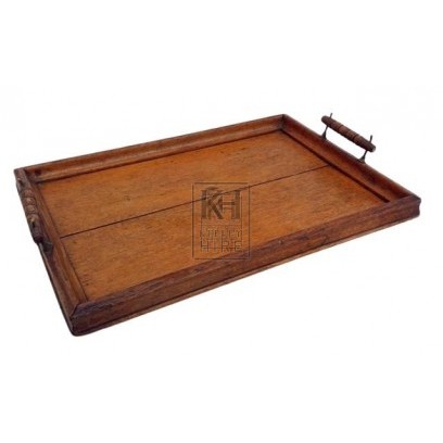Wood serving tray with handles