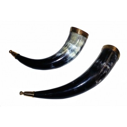 Drinking horn with brass end