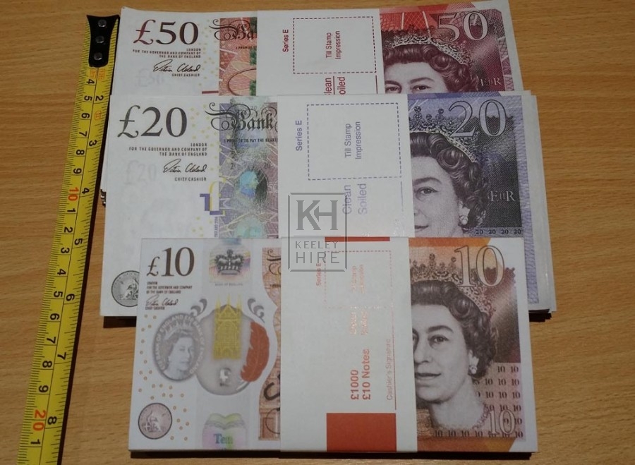 Tills And Cash Registers Prop Hire » Fake money bundles 10 20 50 pounds ...