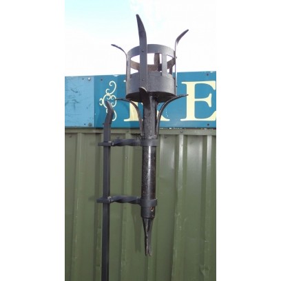 Large spiked flambeaux torch & bracket