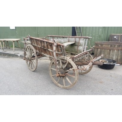 Large Slatted 4-wheel Farm Cart