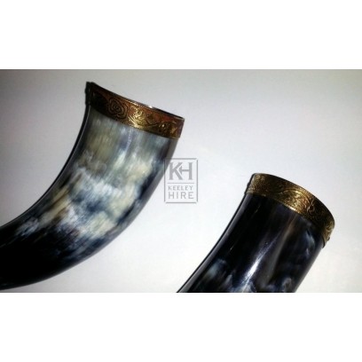 Drinking horn with brass end