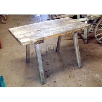 Aged wood tall stall table