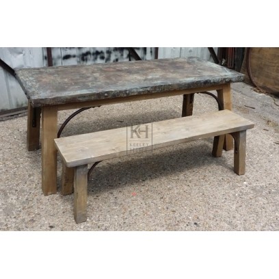 5ft wood bench with curved bar