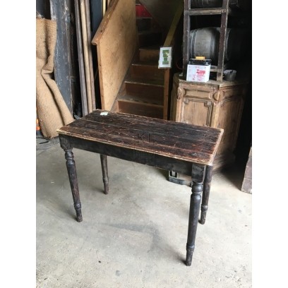 Small Dark Table With Turned Legs